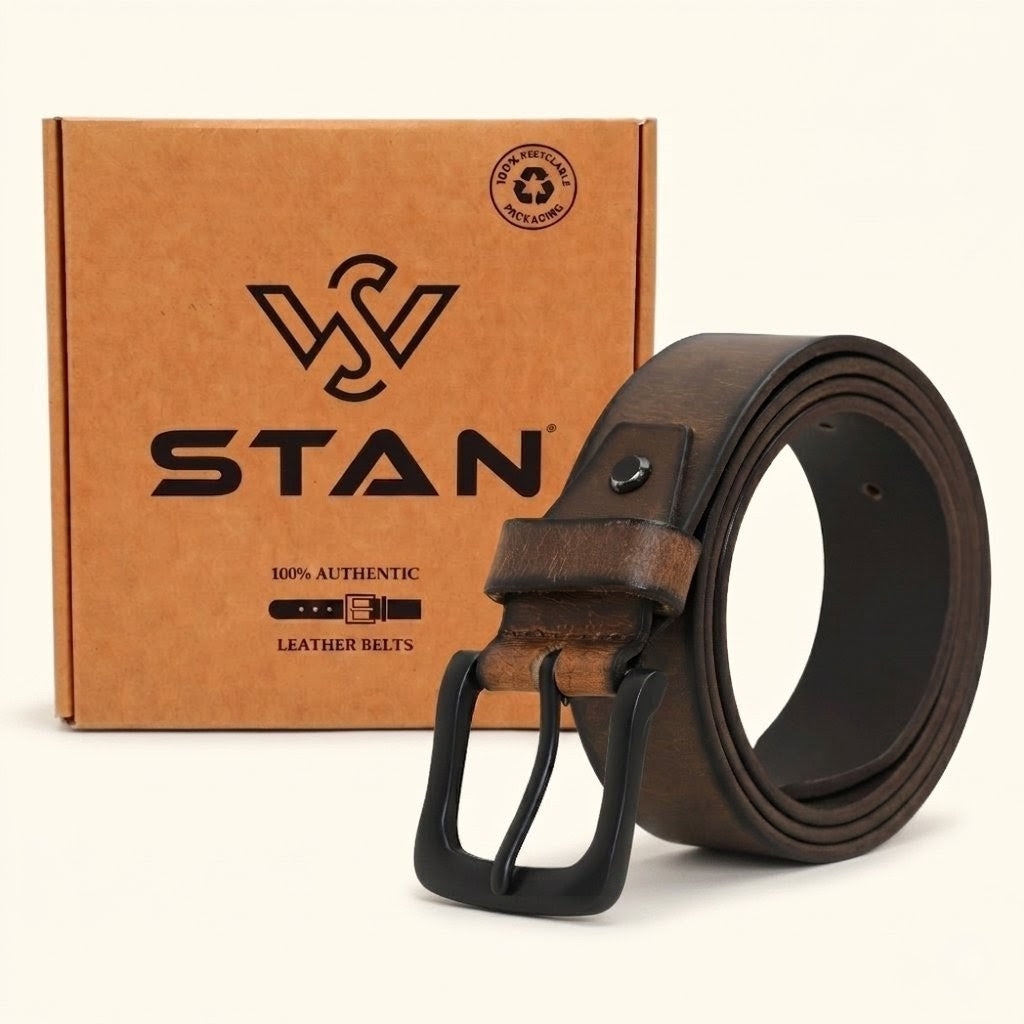 Outrider Oil Wax Leather Belt Rugged Distressed Thick Casual Belt Matte Black Buckle
