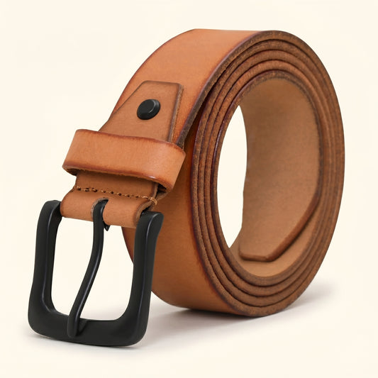 Arion Men's Full Grain Natural Smooth Leather Belt Roll Camel Tan