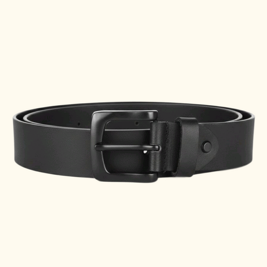 Corbin Matte Black Leather Belt for men Rolled Black