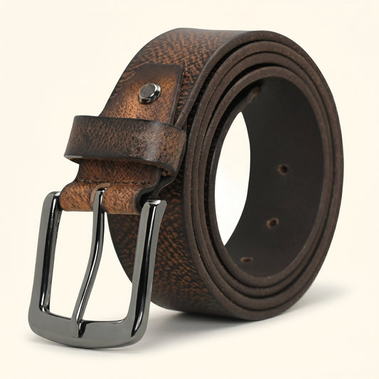 Rockwell Men's Full Grain Leather Hand Finished Belt Roll Dark Brown