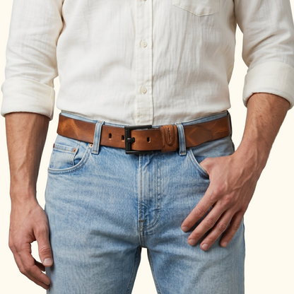 Hawke Elite Men's Full Grain Hand Finished Leather Belt Heavy Matte Black Buckle
