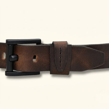 Hawke Elite Men's Full Grain Hand Finished Leather Belt Heavy Matte Black Buckle