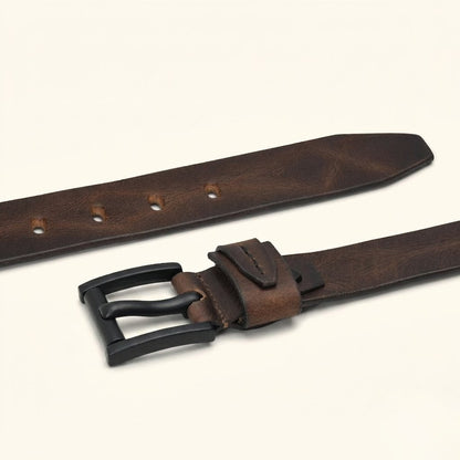 Hawke Elite Men's Full Grain Hand Finished Leather Belt Heavy Matte Black Buckle