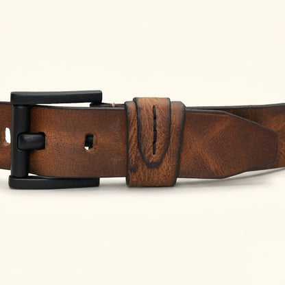 Hawke Elite Men's Full Grain Hand Finished Leather Belt Heavy Matte Black Buckle