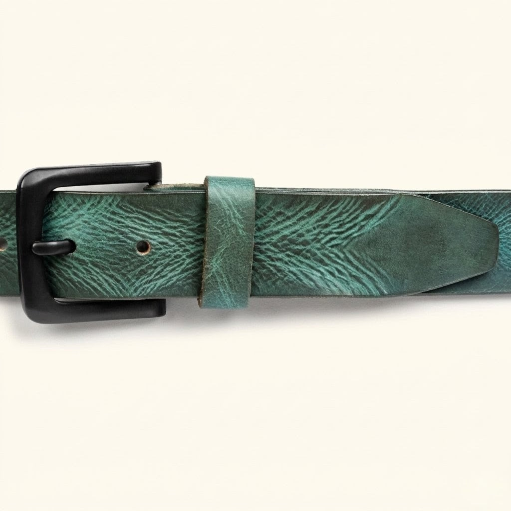Hawke Men's Hand Finished Full Grain Leather Belt Classic Matte Black Buckle