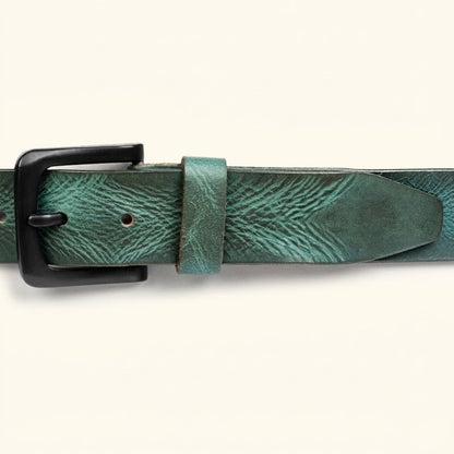 Hawke Men's Hand Finished Full Grain Leather Belt Classic Matte Black Buckle