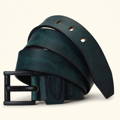 Hawke Elite Men's Full Grain Hand Finished Leather Belt Heavy Matte Black Buckle