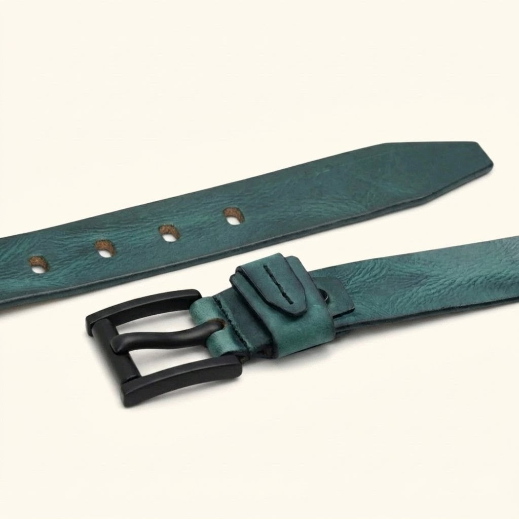 Hawke Elite Men's Full Grain Hand Finished Leather Belt Heavy Matte Black Buckle