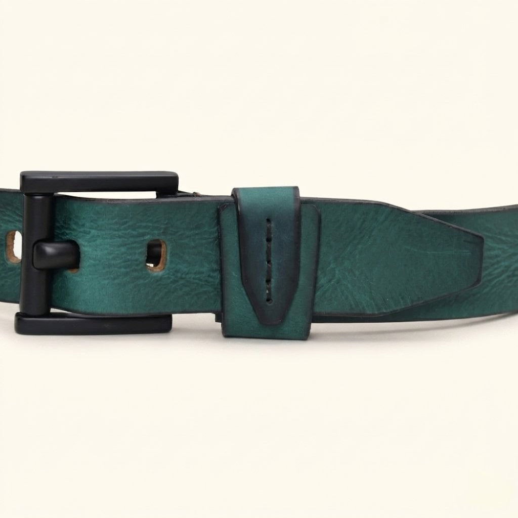 Hawke Elite Men's Full Grain Hand Finished Leather Belt Heavy Matte Black Buckle