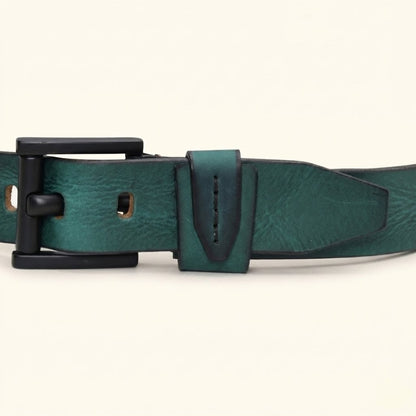 Hawke Elite Men's Full Grain Hand Finished Leather Belt Heavy Matte Black Buckle