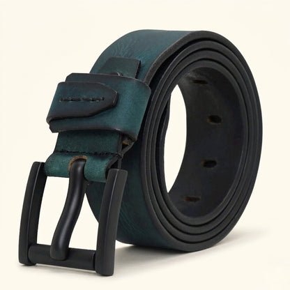 Hawke Elite Men's Full Grain Hand Finished Leather Belt Heavy Matte Black Buckle