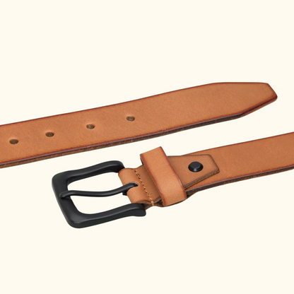 Arion Men's Full Grain Leather Belt Natural Smooth Finish Classic Metal Pin Buckle