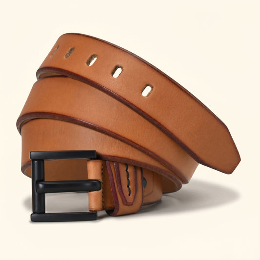 Arion Elite Men's Full Grain Natural Smooth Finish Leather Belt Hero Camel Tan