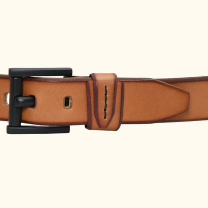 Arion Elite Men's Full Grain Smooth Finish Leather Belt Buckle  Camel Tan