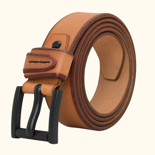 Arion Elite Men's Full Grain Smooth Finish Leather Belt Roll  Camel Tan