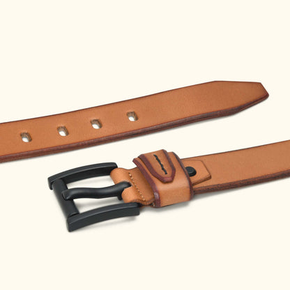 Arion Elite Mens Full Grain Natural Smooth Finish Leather Belt Flat Lay Camel Tan
