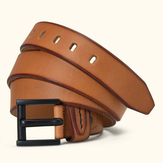 Arion Elite Mens Full Grain Natural Smooth Finish Leather Belt Hero Camel Tan