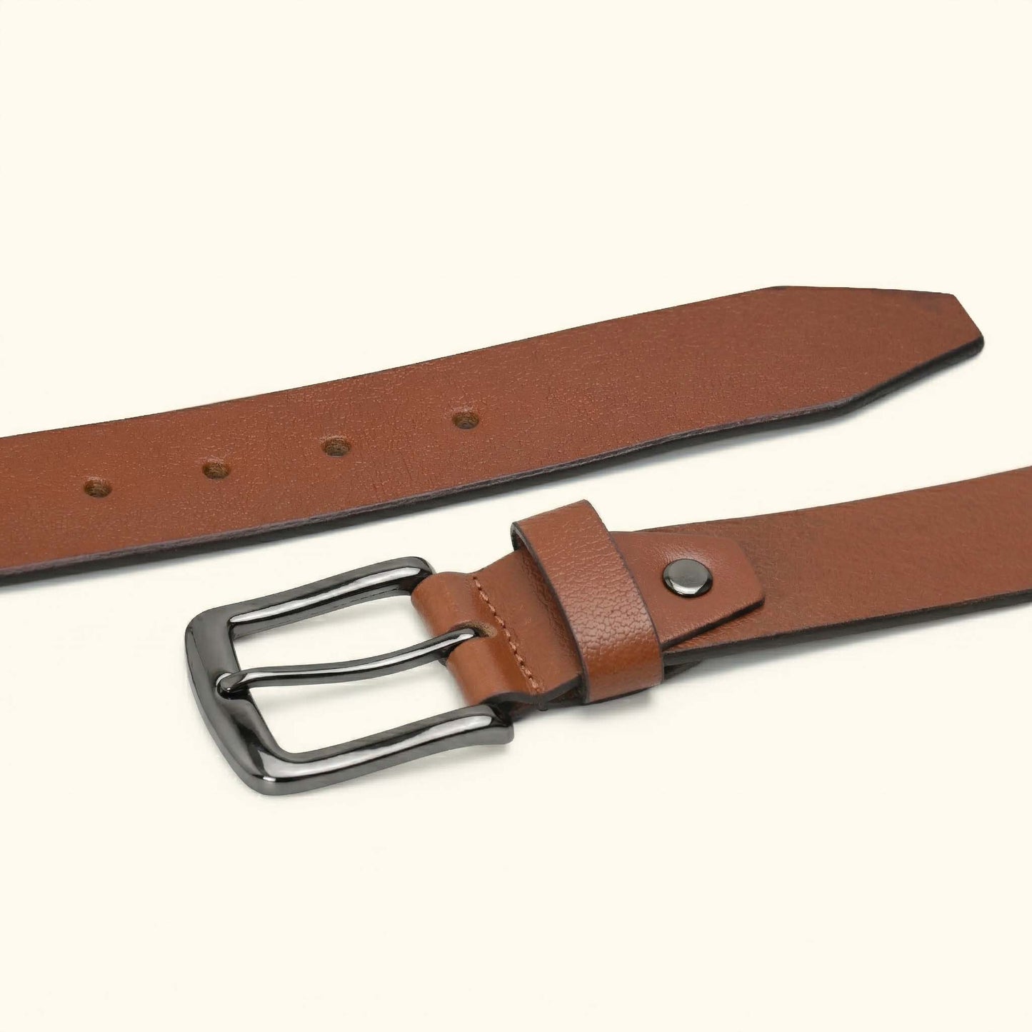 Barreatt Mens Full Grain Milled Leather Belt Flat Lau Tan