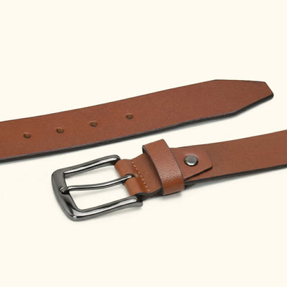 Barreatt Mens Full Grain Milled Leather Belt Flat Lau Tan