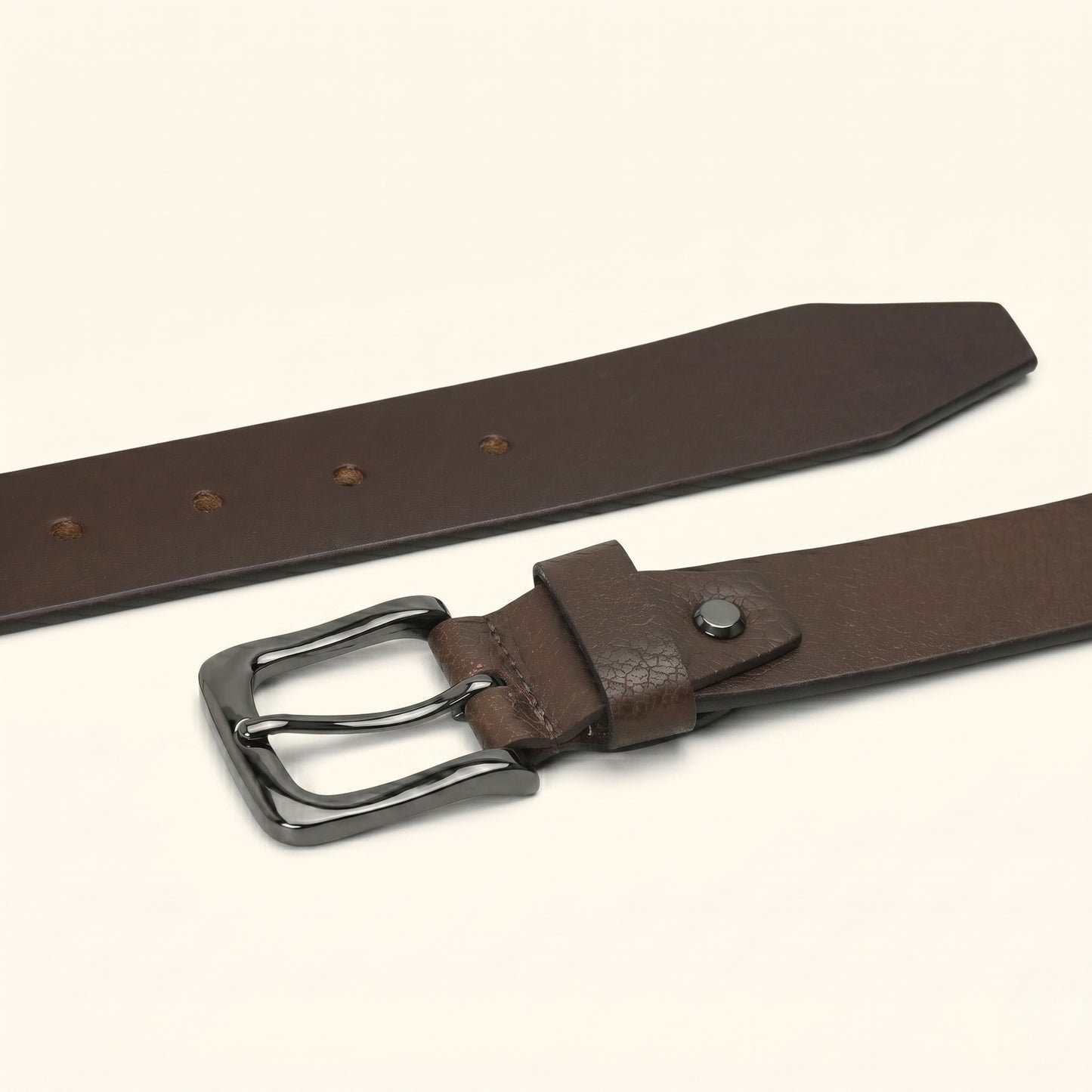 Barrett Men's Full Grain Milled Leather Belt Flat Lay Chocolate Brown