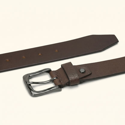 Barrett Men's Full Grain Milled Leather Belt Flat Lay Chocolate Brown