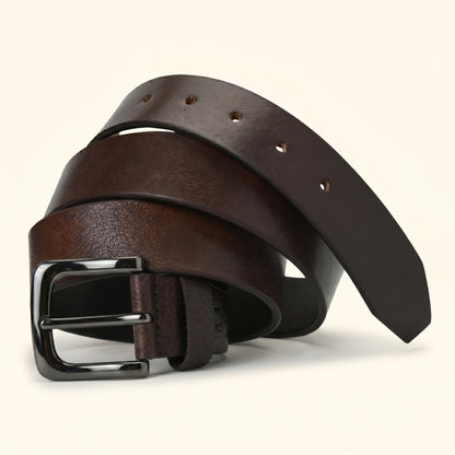 Barrett Men's Full Grain Milled Leather Belt Hero Chocolate Brown