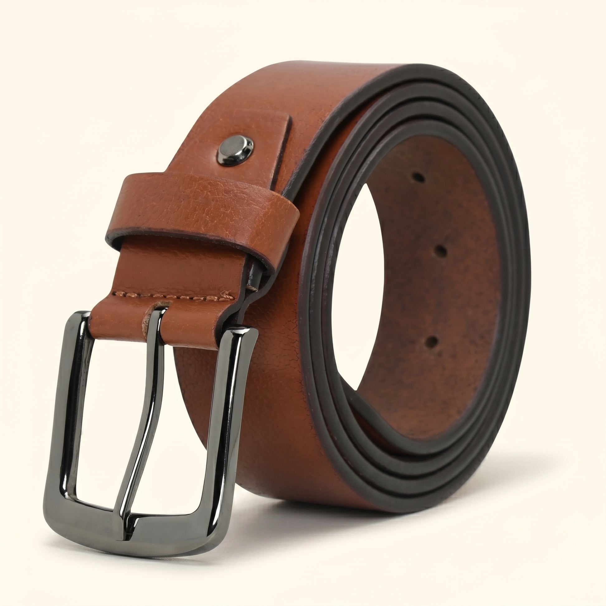 Barrett Men's Full Grain Milled Leather Belt Roll Tan
