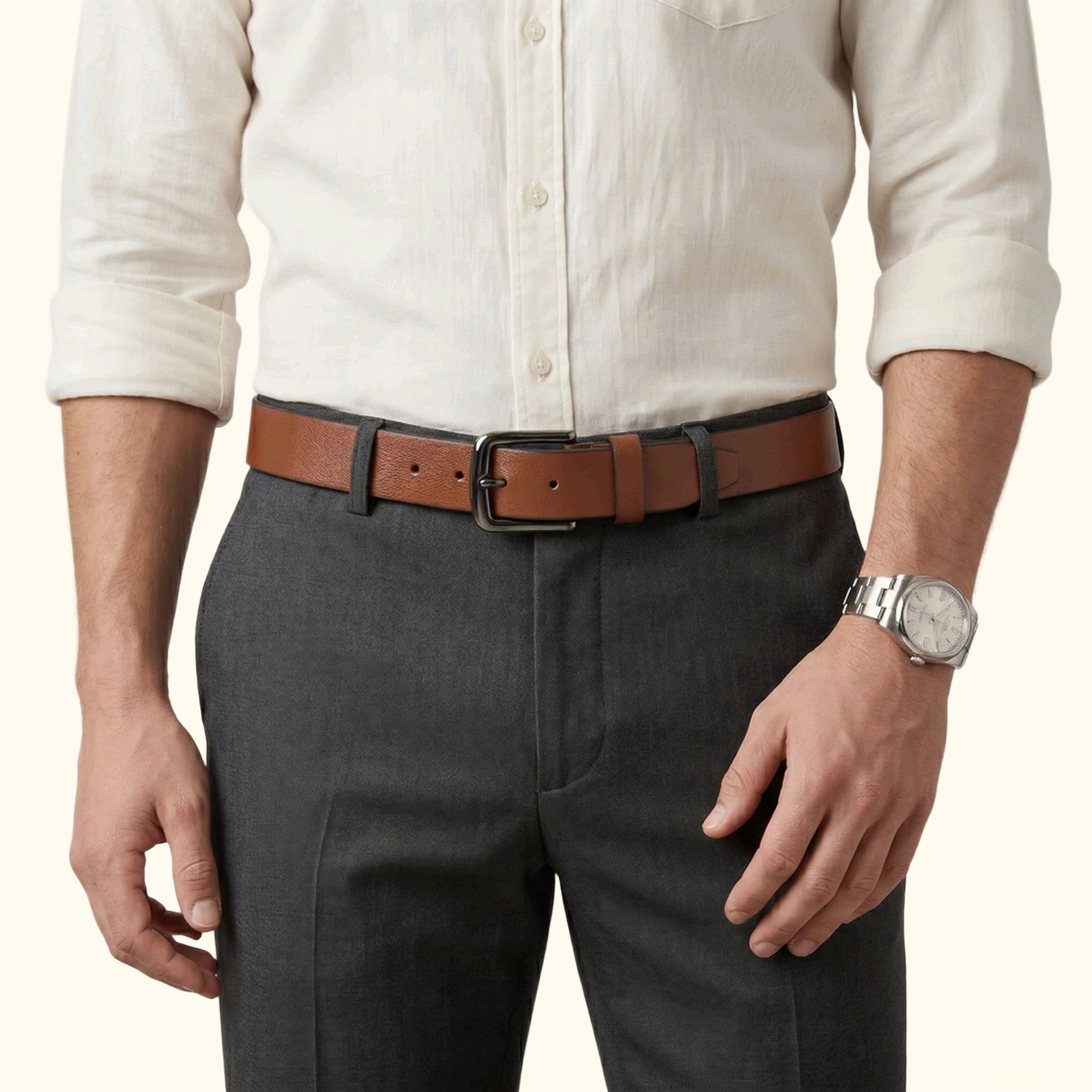 Barrett Men's Full Grain Milled Leather Belt with model Tan