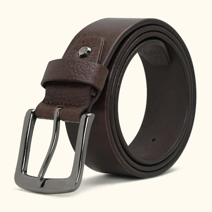 Barrett Mens Full Grain Milled Leather Belt Rolled Chocolate Brown