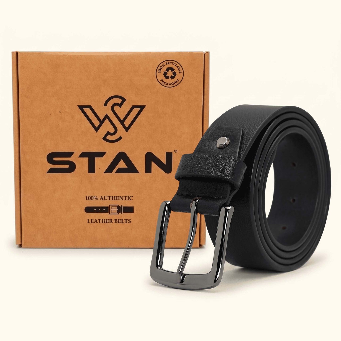 Barrett Mens Full Grain Milled Leather Belt with Box Black