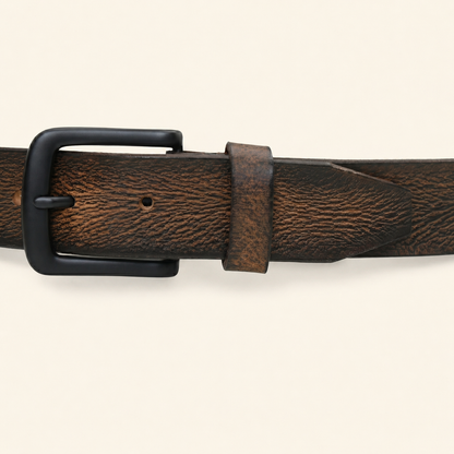 Blackwood Men's Distressed Finish Leather Belt Buckle Dark Brown