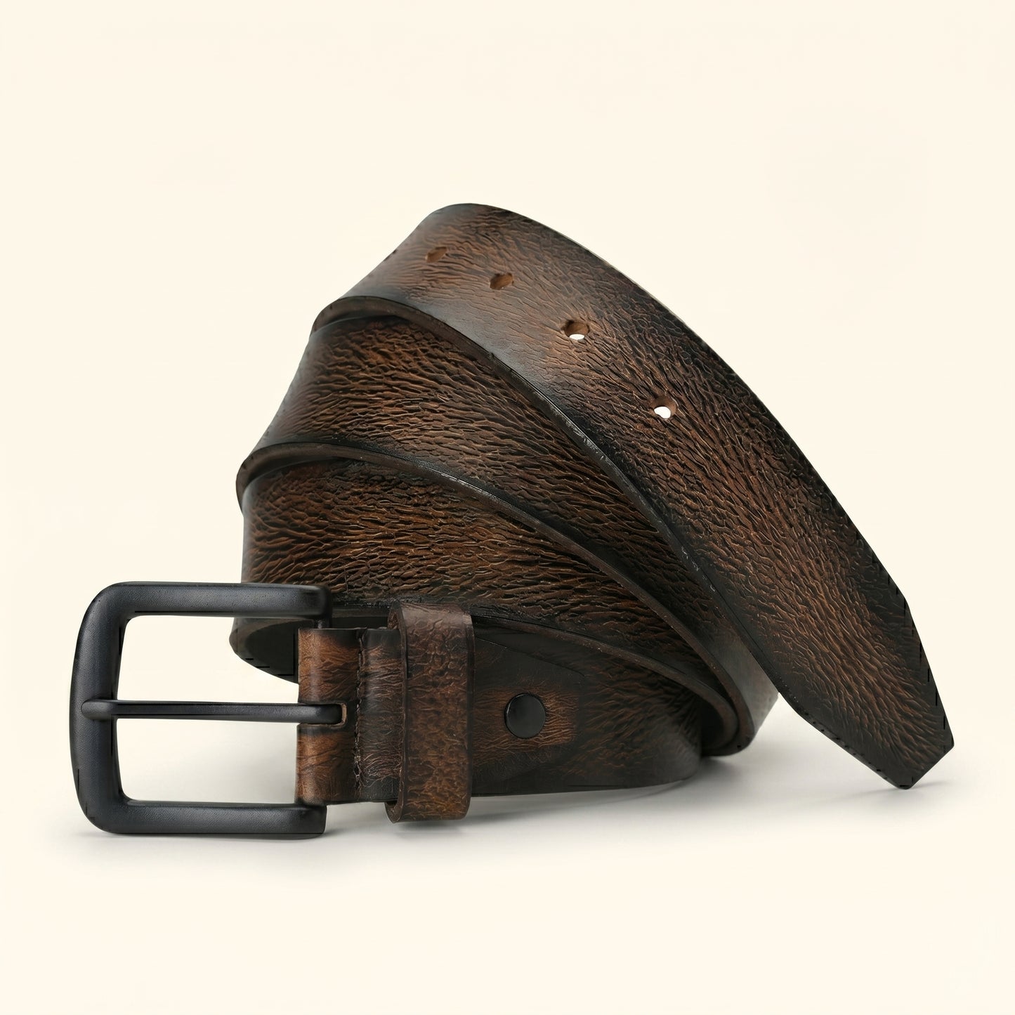 Blackwood Men's Distressed Finish Leather Belt Hero Dark Brown