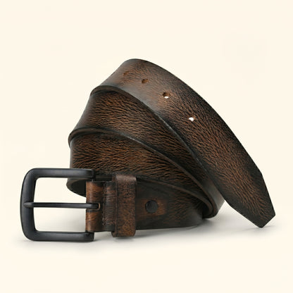 Blackwood Men's Distressed Finish Leather Belt Hero Dark Brown