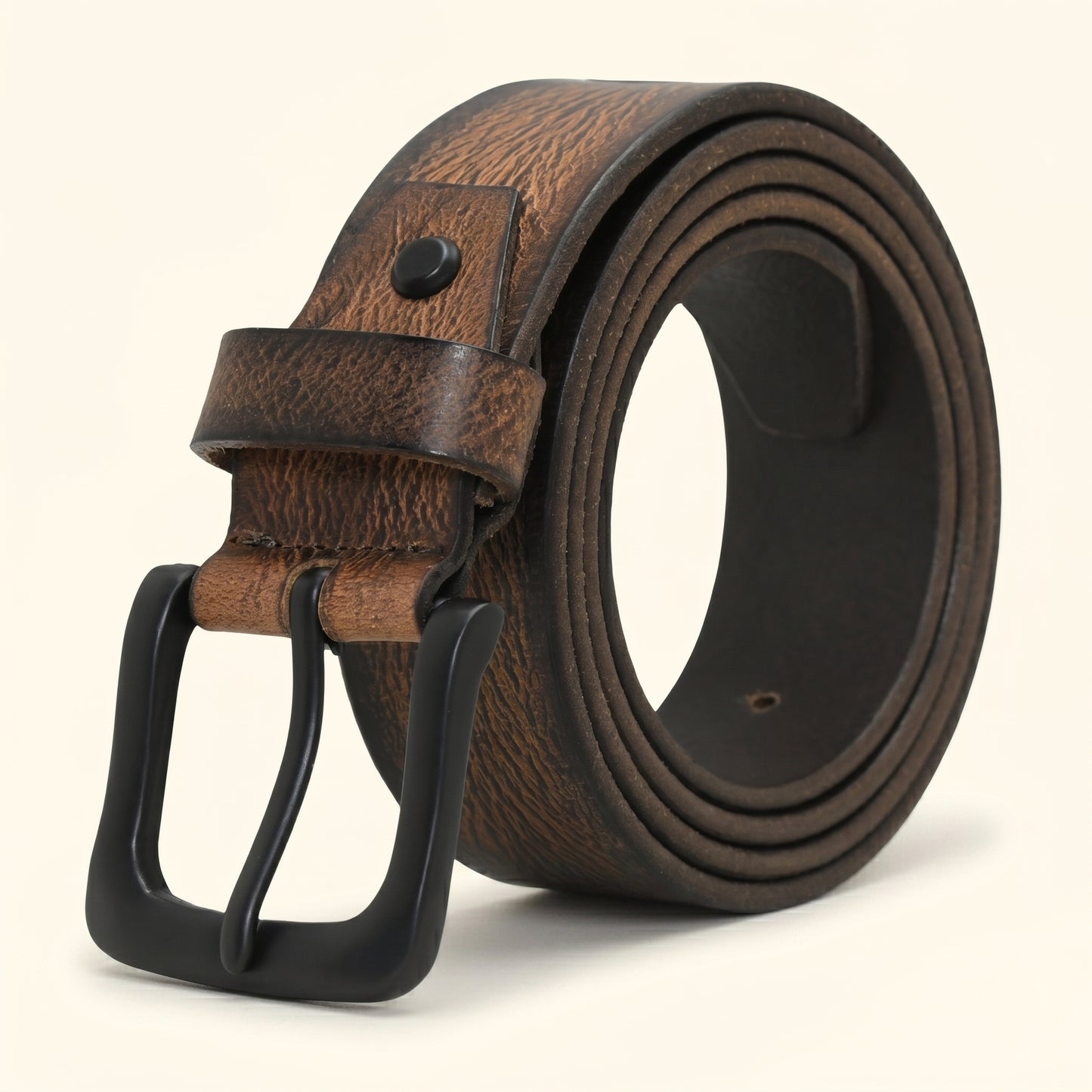 Blackwood Men's Distressed Finish Leather Belt Roll Dark Brown