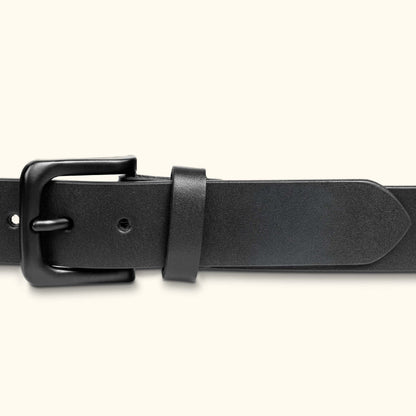 Corbin Matte Black Leather Belt for men Buckle Black