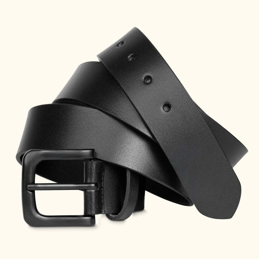 Corbin Matte Black Leather Belt for men Hero Black