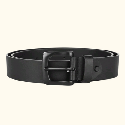 Corbin Matte Black Leather Belt for men Rolled Black