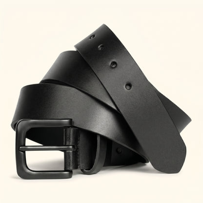 Corbin Men's Full Grain  Leather Belt Front Hero Black