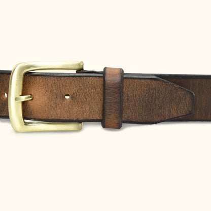 Dune Hard Wax Rugged Distressed Leather Belt Buckle Saddle Brown