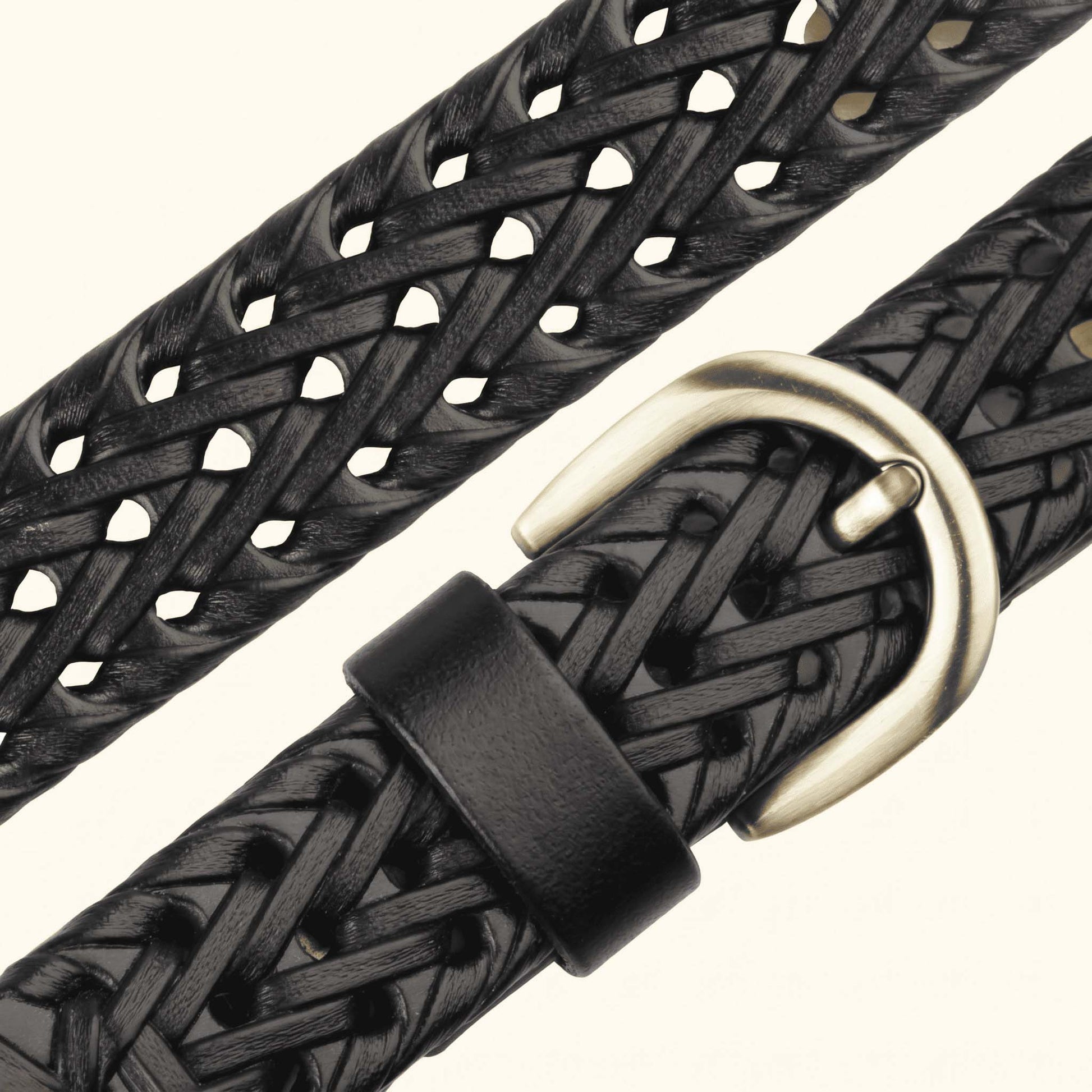 Eveline Women's Handwoven Leather belt for Women belt buckle Black