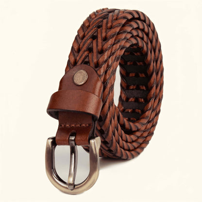 Eveline Womens Handwoven Leather Belt Rolled Tan