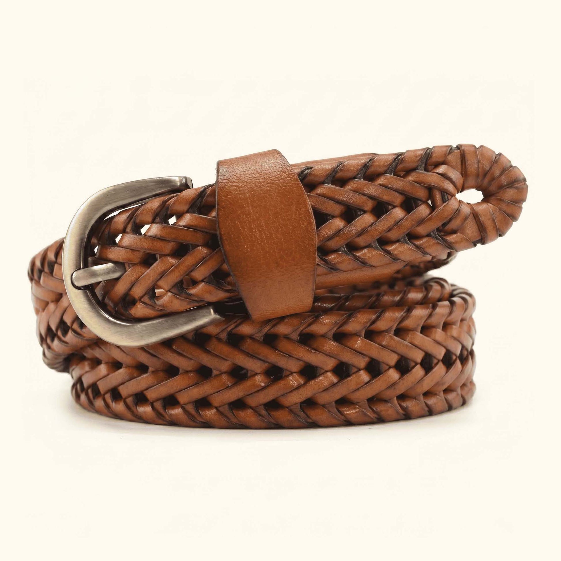 Eveline Womens Handwoven Leather belt Hero Tan