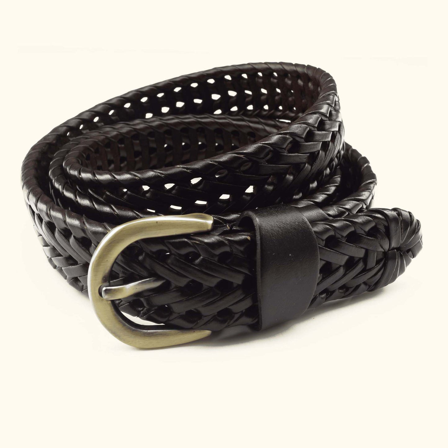 Eveline Womens Handwoven Leather belt for Women finish edge Mahogany Brown