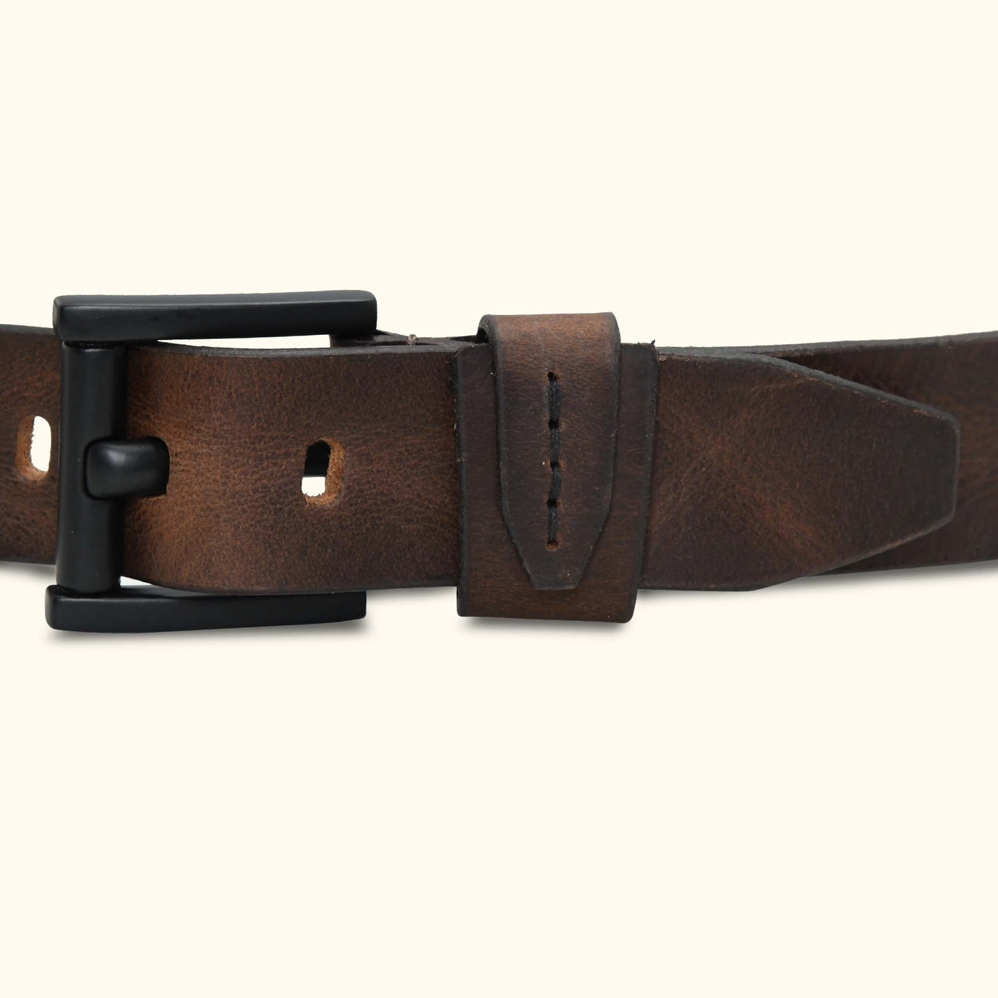 Hawke Elite Mens Full Grain Hand Finished Leather Belt Buckle  Ironwood Brown