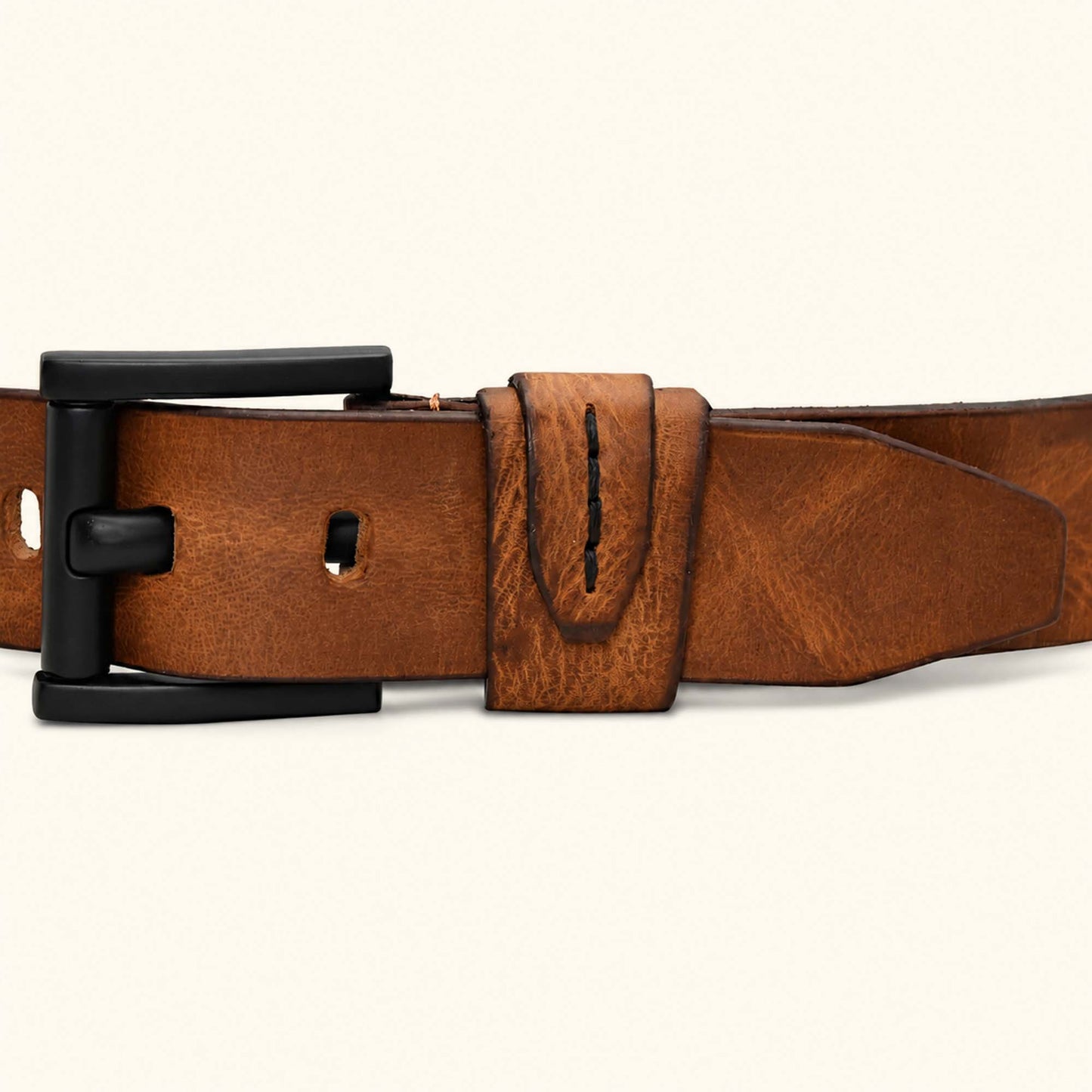 Hawke Elite Mens Full Grain Hand Finished Leather Belt Buckle Saddle Tan