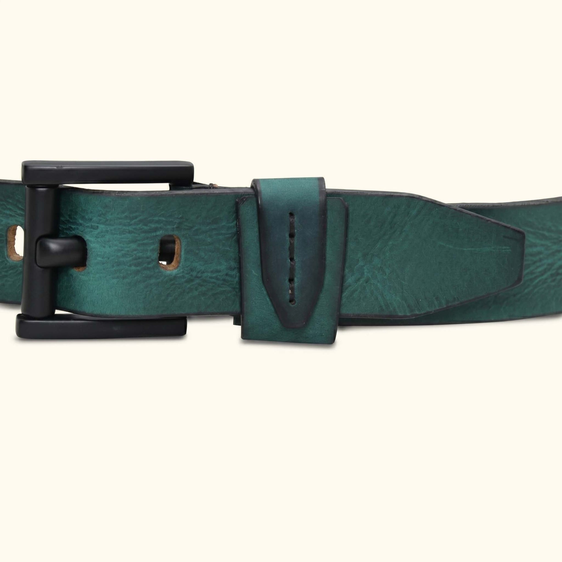 Hawke Elite Mens Full Grain Hand Finished Leather Belt Buckle Teal Blue