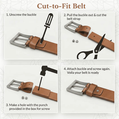 Hawke Elite Mens Full Grain Hand Finished Leather Belt Cut To fit Saddle Tan