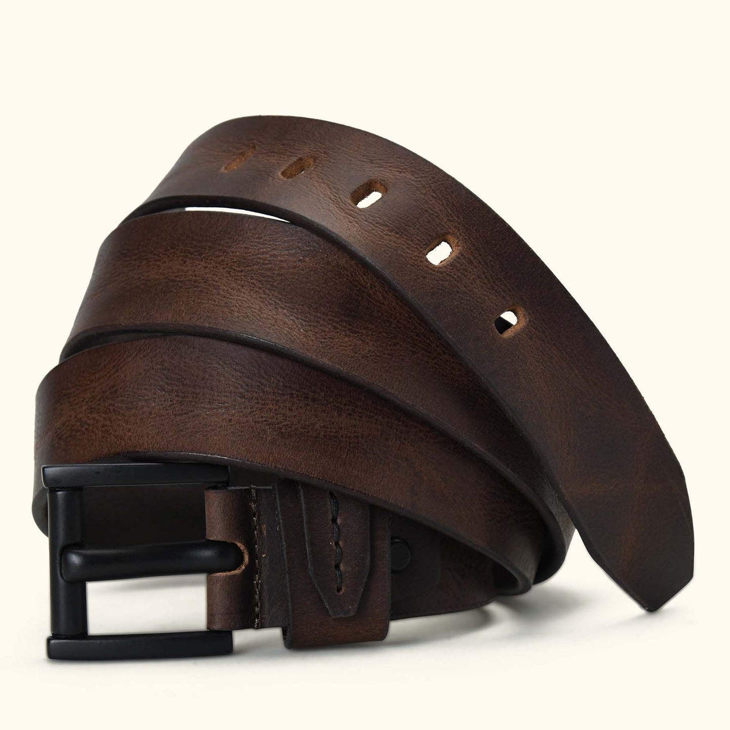 Hawke Elite Mens Full Grain Hand Finished Leather Belt Hero  Ironwood Brown