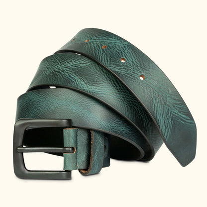 Hawke  Men's Full Grain Hand Finished Leather Belt Hero Teal Blue