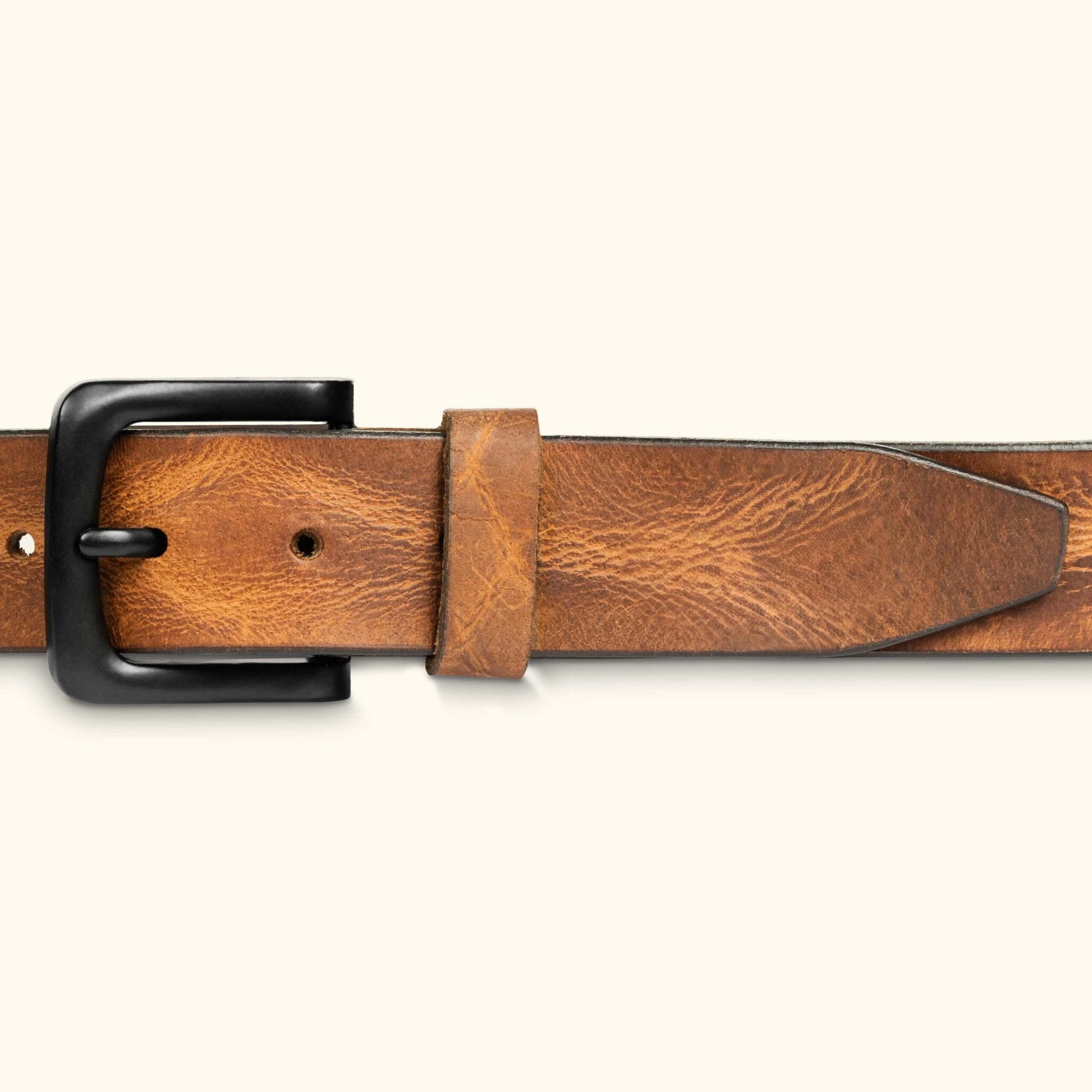 Hawke Mens Full Grain Hand Finished Leather  Belt Buckle Saddle Tan